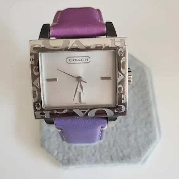 Coach Amanda Watch Multicolor Leather Strap Square Steel Case Analog IOB - Picture 2 of 11